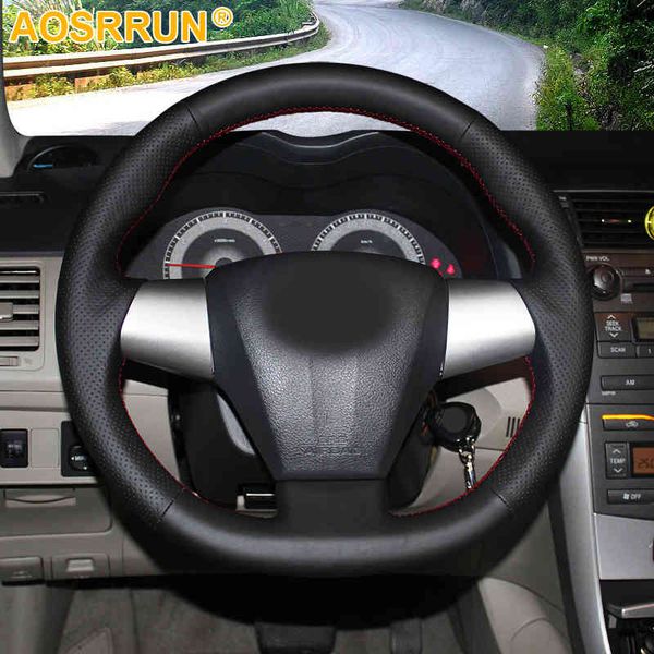 

aosrrun genuine leather steering wheel cover case for corolla 2011 rav4 2012 car-styling