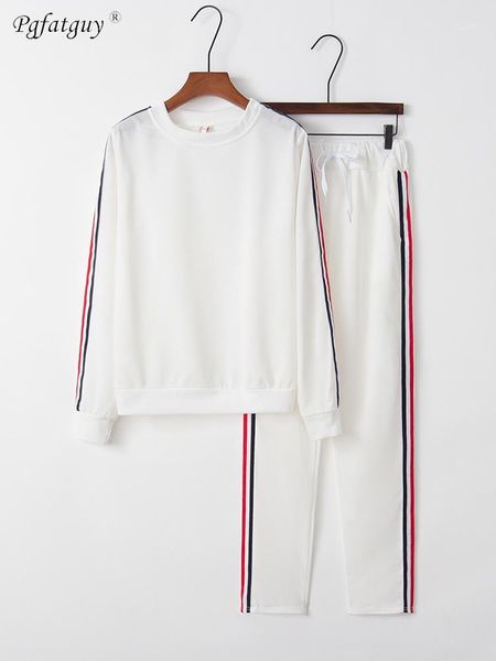 

spring autumn women sets sportswear side striped tracksuit 2pcs o neck sweatshirt pant sweat suits casual fitting five colors women's t, Gray