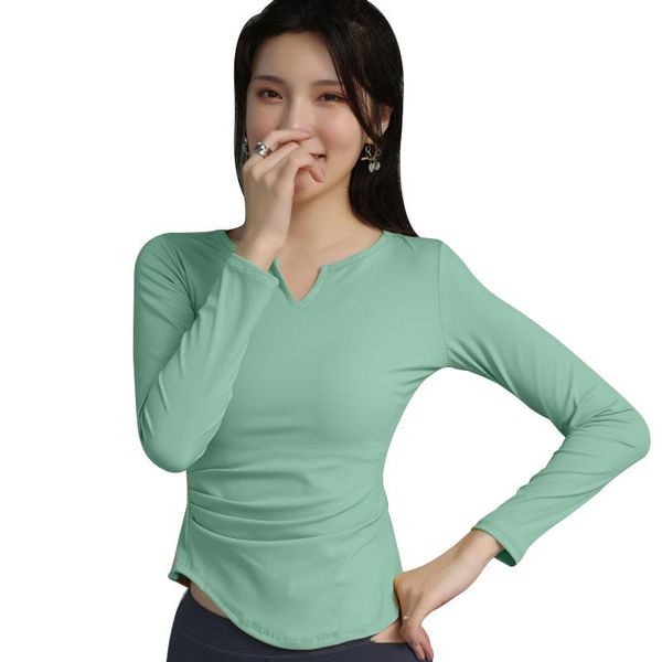 

yoga outfit 2021 women workout shirts long sleeve crop fitness t-shirts running clothes quick dry tight breathable sports wear