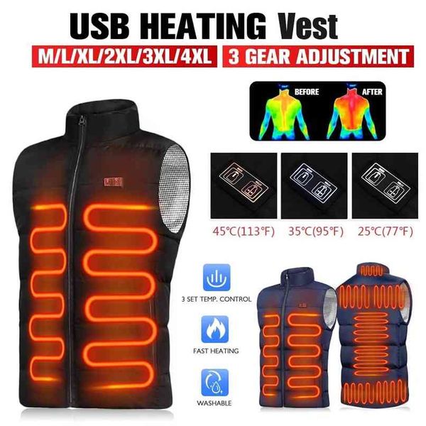 Männer Smart Dual Switch 9 Zonen beheizte Weste elektrische Jacken Sportswear Mantel USB Heizung gepolsterte Jacke 210923