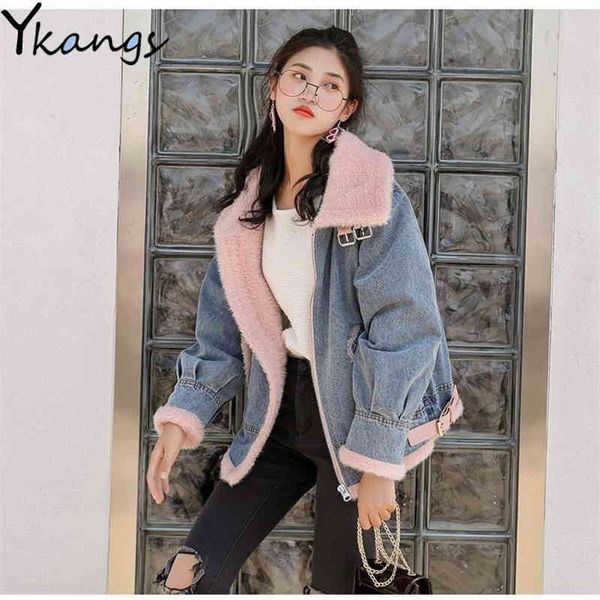 

women's jackets female winter coat with fur collar, short jacket of loose korean cotton zipper, plus thick velvet clothing 7v4j, Black;brown