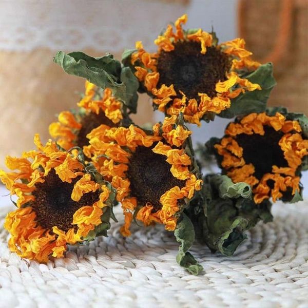 

decorative flowers & wreaths 1pcs sunflower bouquet wholesale home ceilings living room decoration gedroogde bloemen display shooting props