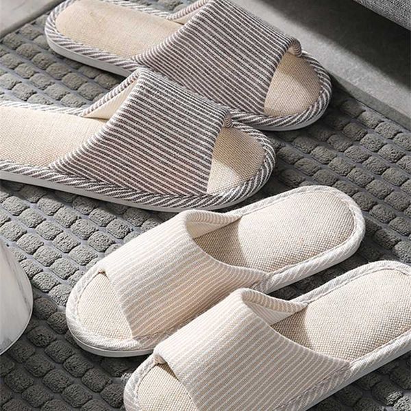 

summer comfortable women home shoes men house slippers cotton slides for bedroom couple indoor shoes 211110, Black