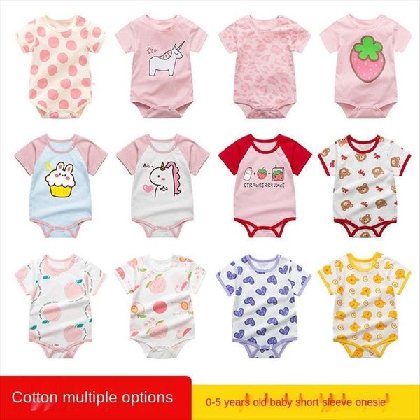 

summer baby jumpsuits clothes babies short sleeved triangle romper newborn, White