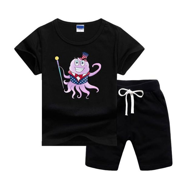 

Luxury Designer Baby Summers Clothes Set Printing Cartoon Octopus Kids Boy Girl Short Sleeve Tee and Pants 2Pcs Sport Suit Fashion Tracksuit, Size card