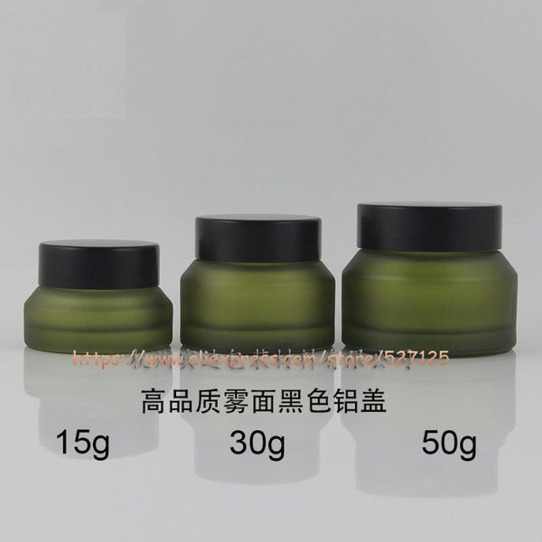 

storage bottles & jars 15g 30g 50g olive green frosted glass cream jar, cosmetic eye can mask pot facial lotion tin sample skin care contain
