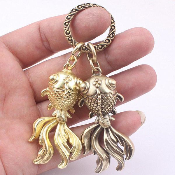 

decorative objects & figurines 100% brass handicraft goldfish casting good luck car button keychain tibetan bronze bell creative gift home d