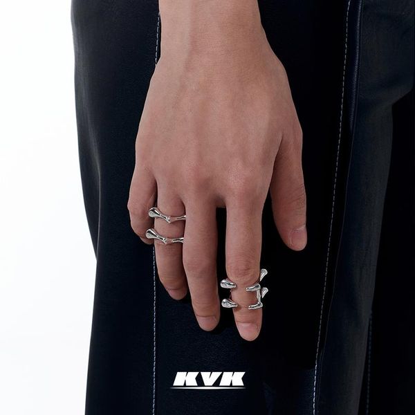 

cluster rings kvk ring female fashion personality ins tide 2021 geometric opening high-level commemorative jewelry, Golden;silver