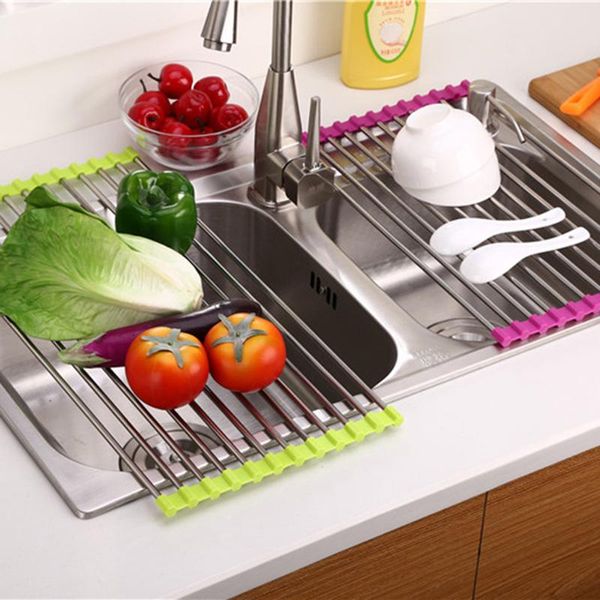 

mats & pads roll up dish drying rack folding multipurpose rustproof drainers over sink for kitchen accessories organizer bathroom tray