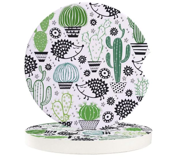 

table runner hedgehog and cactus cartoon car coasters set heat resistant placemats drink mat tea coffee cup pad waterproof creative decor