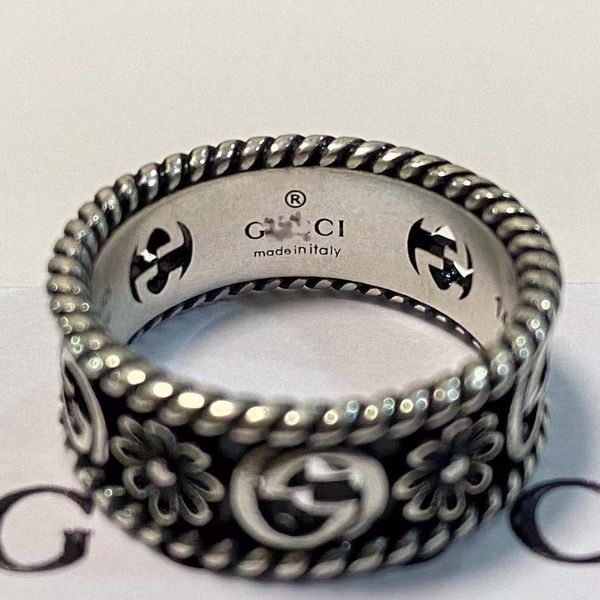 

clasp double s925 small hollow pattern ring for men and women, Silver