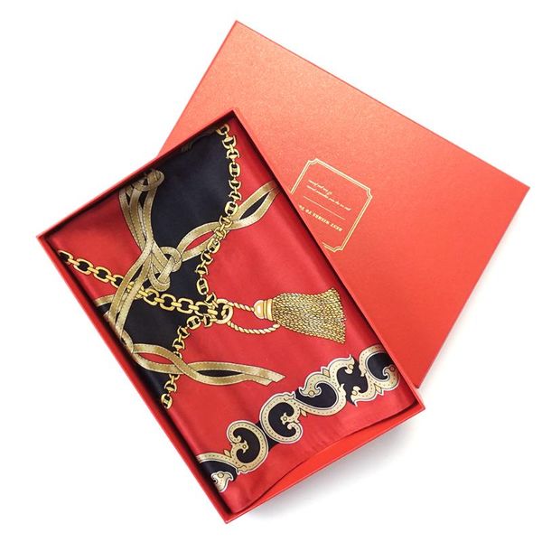 

scarves [hardcover gift box] red silk scarf small square collection mulberry festival, Blue;gray
