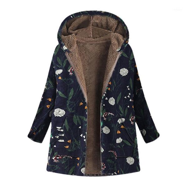 

women's wool & blends womens winter warm vintage oversize coats outwear floral print hooded pockets female women and jackets spring #8, Black