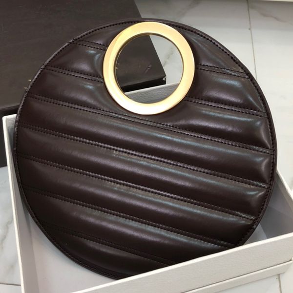 

2021 handbags round bread bag women purse litchi pattern cowhide genuine leather woman fashion totes purses cake bags ridges