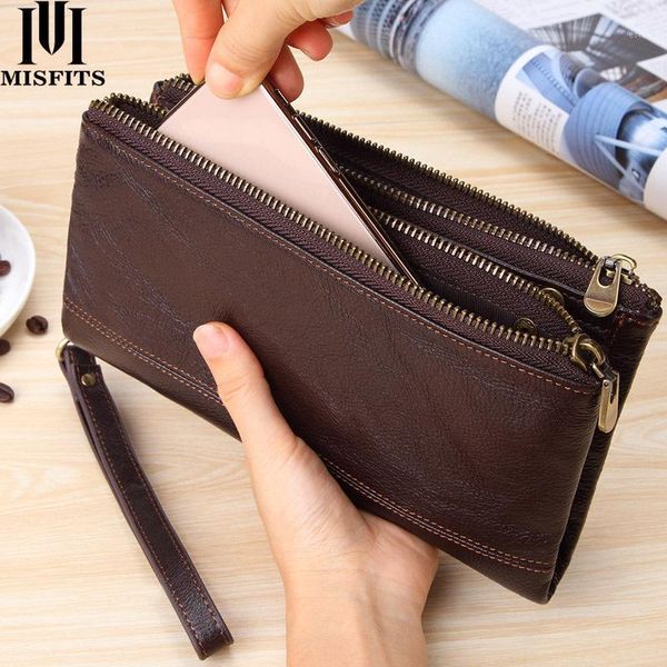 

leather men's wallets large capacity casual wallet storage1, Red;black