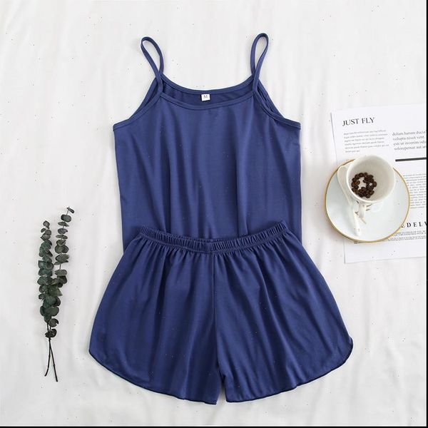 

pajamas summer solid womens sleepwears pyjamas set tank shorts nightwear, Black;red