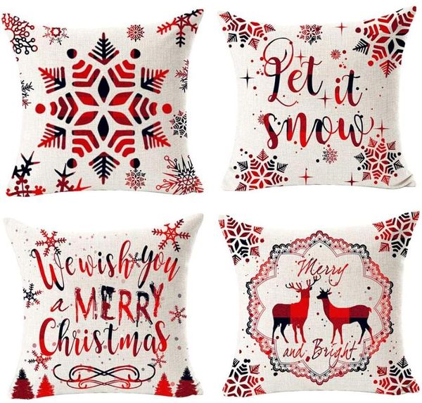 

cushion/decorative pillow merry christmas happy winter snowflakes let it snow linen decorative throw cover personalized case square 18 x inc