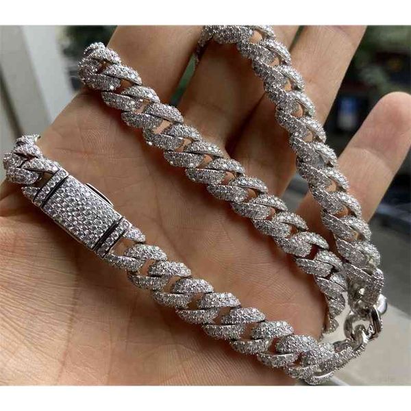 

necklaces mosangnai 20 inch sterling silver setting iced out moissanite diamond cuban link chain necklace ww2m