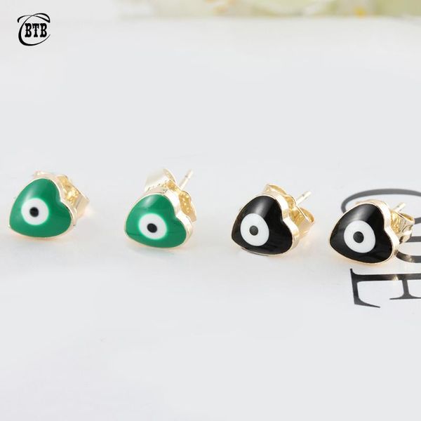 

stud designer romantic heart-shaped earrings for women mini cute lucky evil eye earring sets unique birthday gift wholesale, Golden;silver