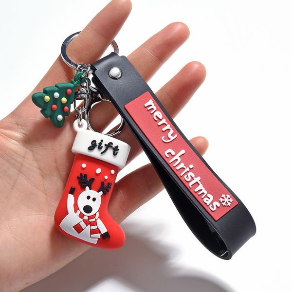 

2021 fashion keychain cartoon pvc drip socks creative car key chain lovers bag pendant small gift, Silver