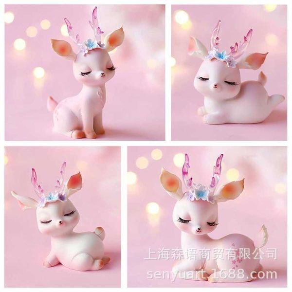 

baking mori department pink flower charm fawn cake home decoration gift