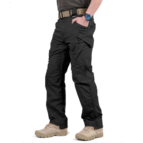 

IX9 City Tactical Cargo Pants Men Combat SWAT Army Military Pants Many Pockets Stretch Flexible Man Casual Trousers 5XL, Black