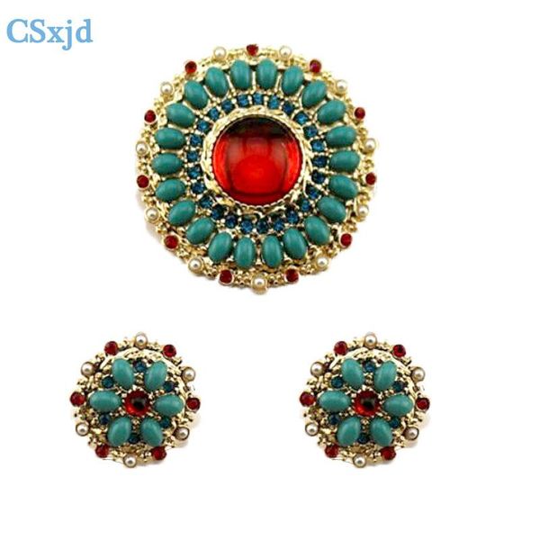 

earrings & necklace csxjd vintage brooch red and blue resin gem exquisite gift charms full of jewelry wedding, Silver