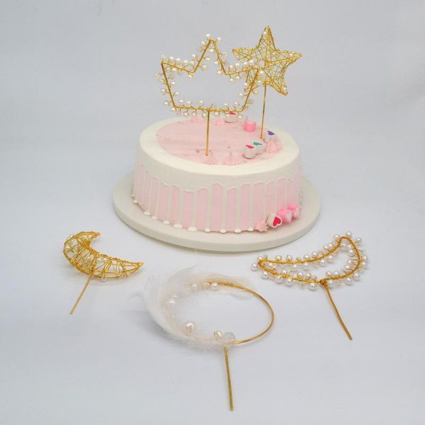 

other event & party supplies 1pcs metal happy birthday cake er pearl moon star heart ers diy girl boy baking decor