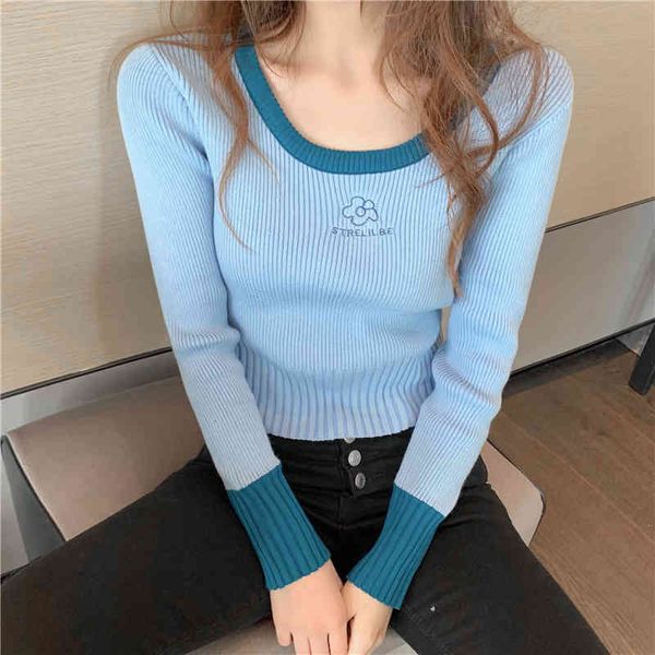 

sweater fall winter knitting crop women's nightgown threads embroidered fine shirts ladies long jumper mangoes, White;black