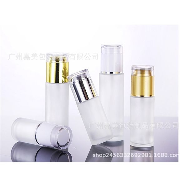 

factory pump press 30ml head, cosmetic frosted glass bottle, spray essence bottle 100ml