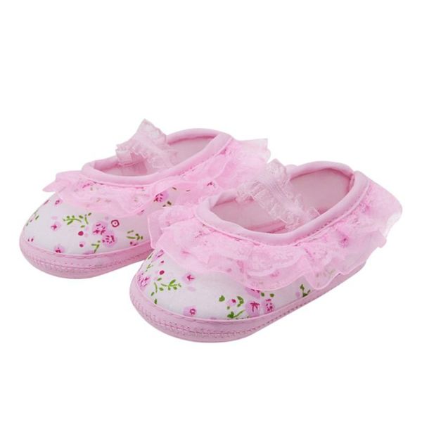 

ins autumn casual baby girls crib shoes lace flower infant toddler kids princess solid colors 0-18m first walkers