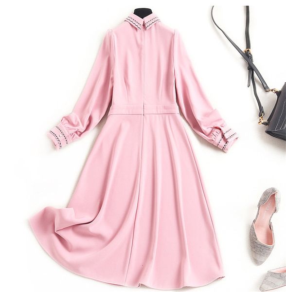 

elegant spring embroidered pink necklace aline robe femme sweet party dress, Black;gray