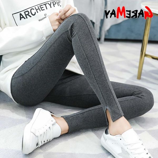 

women's leggings autumn cotton for women high waist thread vertical sweatpants pants push up leggins mujer, Black