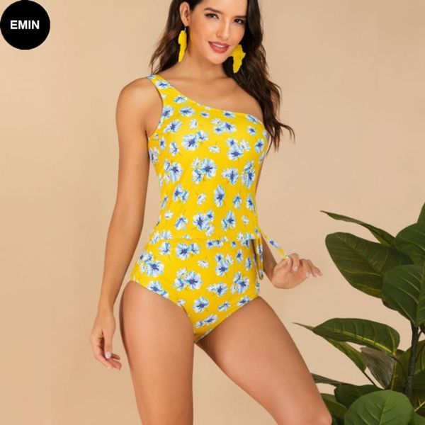 Damen Bademode Sommer Sale 2021 One-Shoulder Design Bikini Set Produkte auf hohlem Nabel Schwimmen Brasilien Beachwear