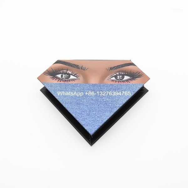 

denim bandana diamond lash box with tray custom packaging logo dramatic long wispies fluffy handmade eyelash1