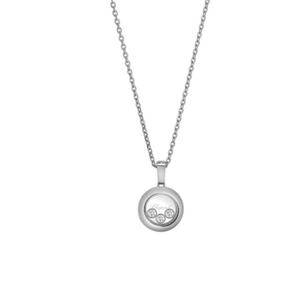 

chop 18k rose gold three diamond round pendant gold and white gold transparent ladies clavicle chain luxurys designers jewelry, Silver