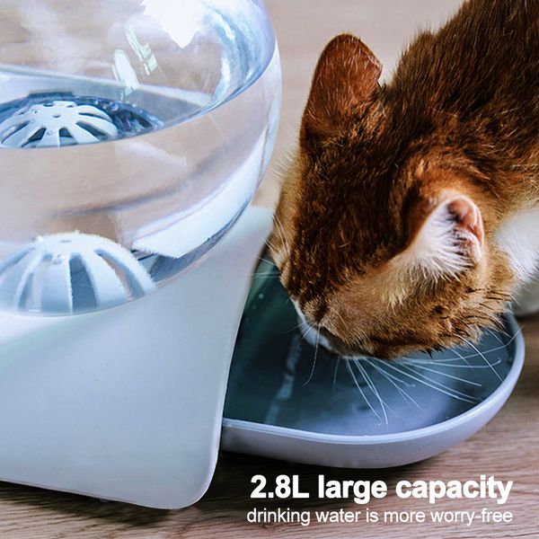 

2.8L Cat Spring Drinking Bowl Pet Water Dispenser No Electricity Dog Feeder Fountain Bubble Automatic Cat Water Fountain Bowl