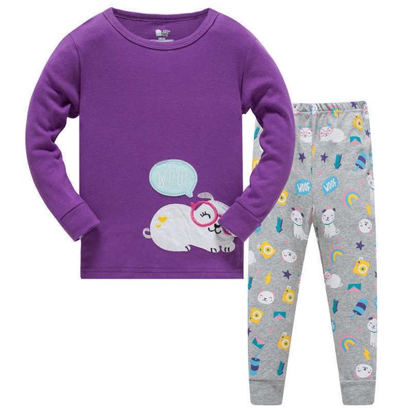 Bebé menina primavera outono roupas pijamas coruja flores imprimir bonito infantil crianças sleepwear roupas de algodão crianças pijamas 210529