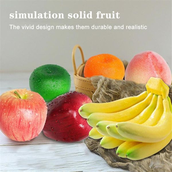 

simulation solid fruits fake artificial apple banana orange peach realistic props restaurant el home kitchen party decoration