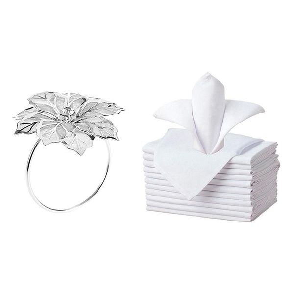 

6pack napkin rings, gold rings buckles silver & 12 pcs cloth polyester dinner table
