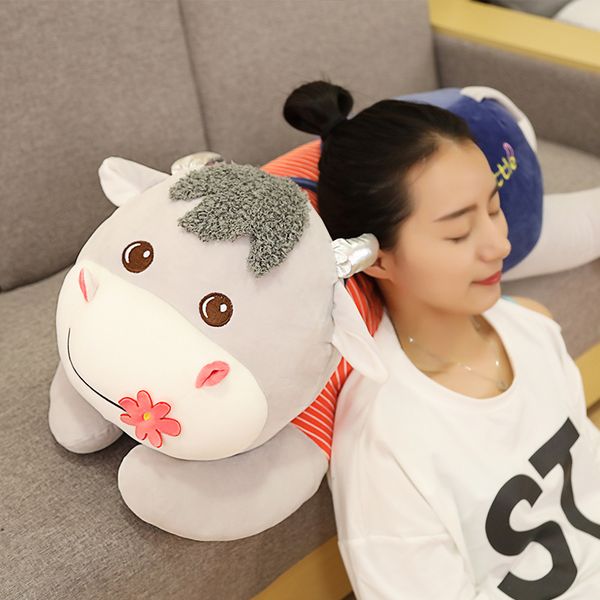 

lying dressed cattle elastic plush down cotton stuffed cartoon animal milk cow children toy 4095cm birthday gift