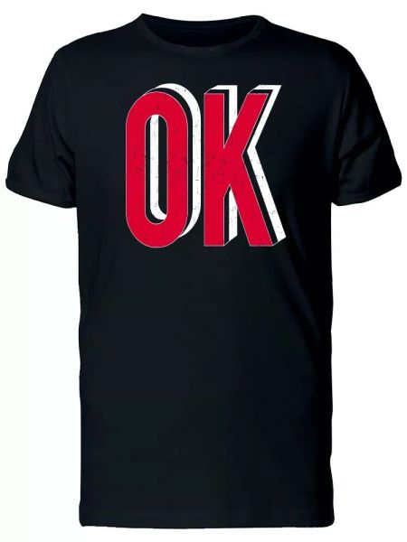 

ok red, white & black lettering men's tee -image by shutterstock