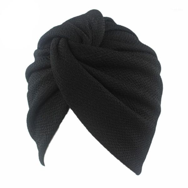 

women stretch solid ruffle turban hat scarf knotted chemo beanie caps headwrap for cancer chemotherapy hair loss accessories1