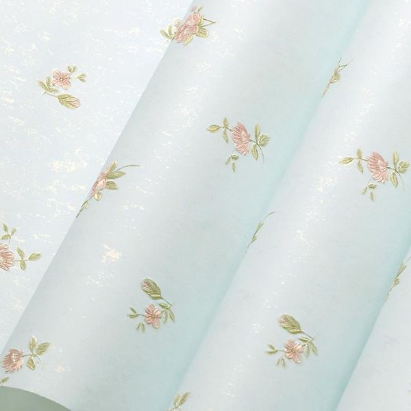 

wallpapers cute small floral household wallpaper 3d blue green pink flower embossed mural kids room decoration wall papers j104