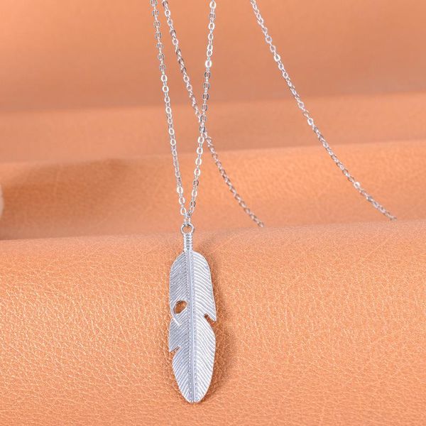 

pendant necklaces fashion feather for women long sweater chain jewelry gifts leaf pendants chocker necklace bijoux, Silver
