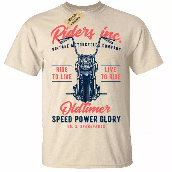 

riders inc antiguo temporizador motero camiseta hombre moto, White;black
