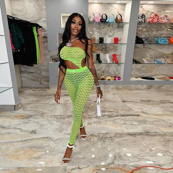 

women's two piece pants see through hollow out solid color slanted shoulder crop + push up suits set club outfits autumn 2021, White