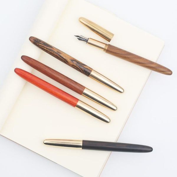 

fountain pens moonman wood pen retro copper cap ef/f/small bent nib art with gift case business office school supplies