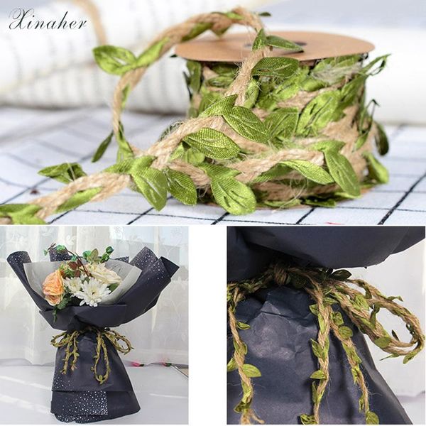 

party decoration wedding 5mm x 5m simulation green leaves weaving rope diy birthday rattan gift bouquet packaging