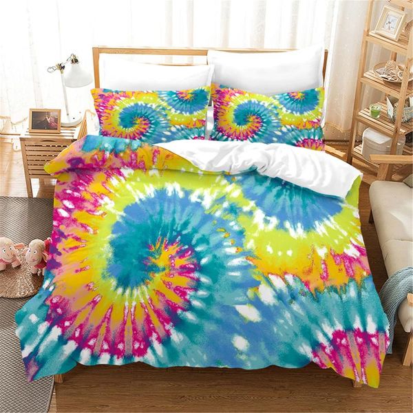 

2/3pcs bedding set mystic art tie dyeing bed sets colorful duvet cover european size king  quilt comforter